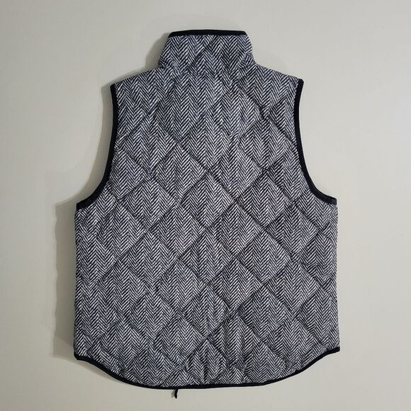 J. Crew Women's Excursion Black Quilted Down Puffer Vest Herringbone - Picture 14 of 16